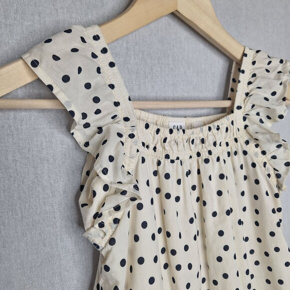 💙 Gap Kids Girls Cotton Polkadot Ruffle Straps Lined Dress Size S Preppy Cute O - Picture 5 of 9